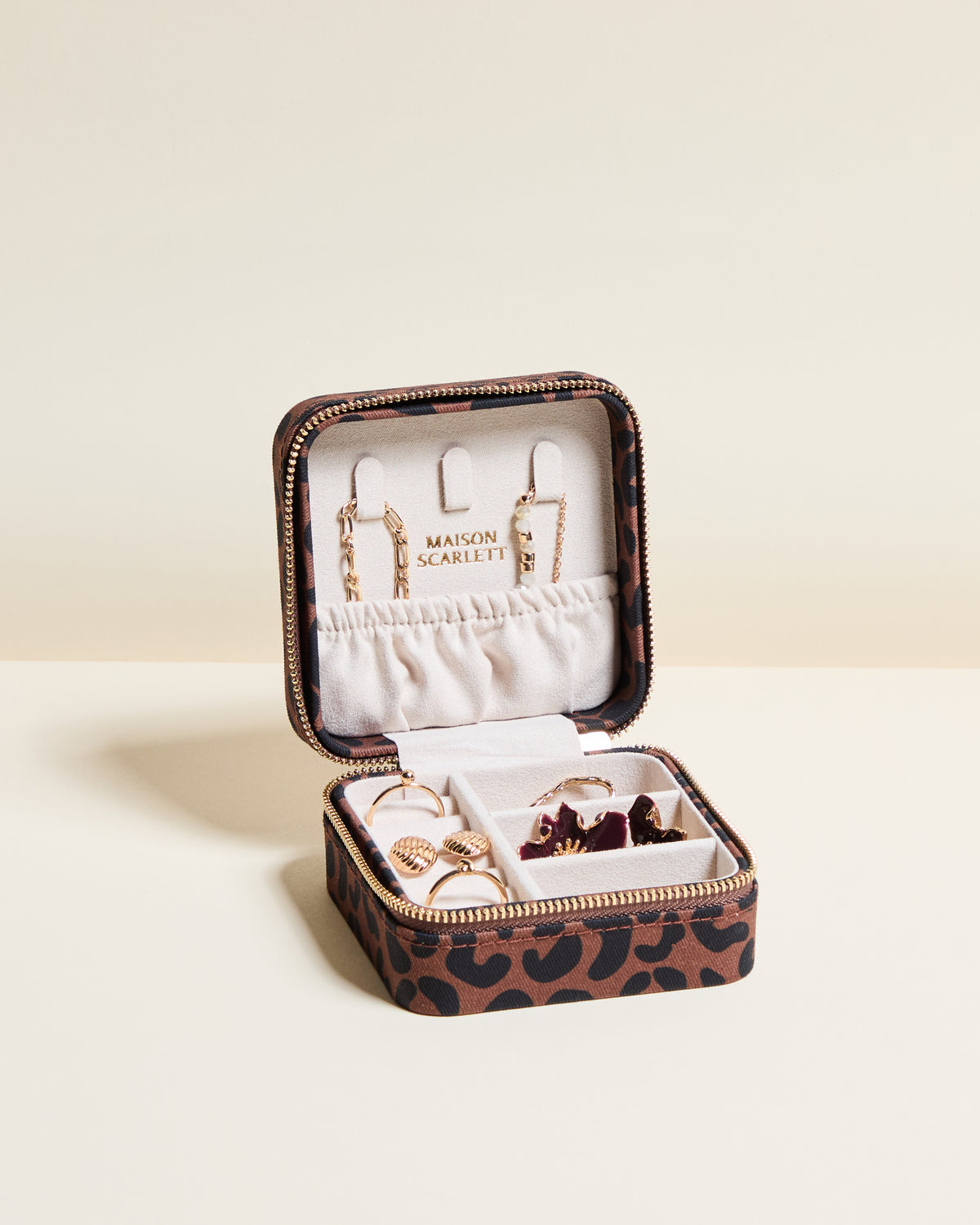 Corinne Leopard Travel Jewelry Box