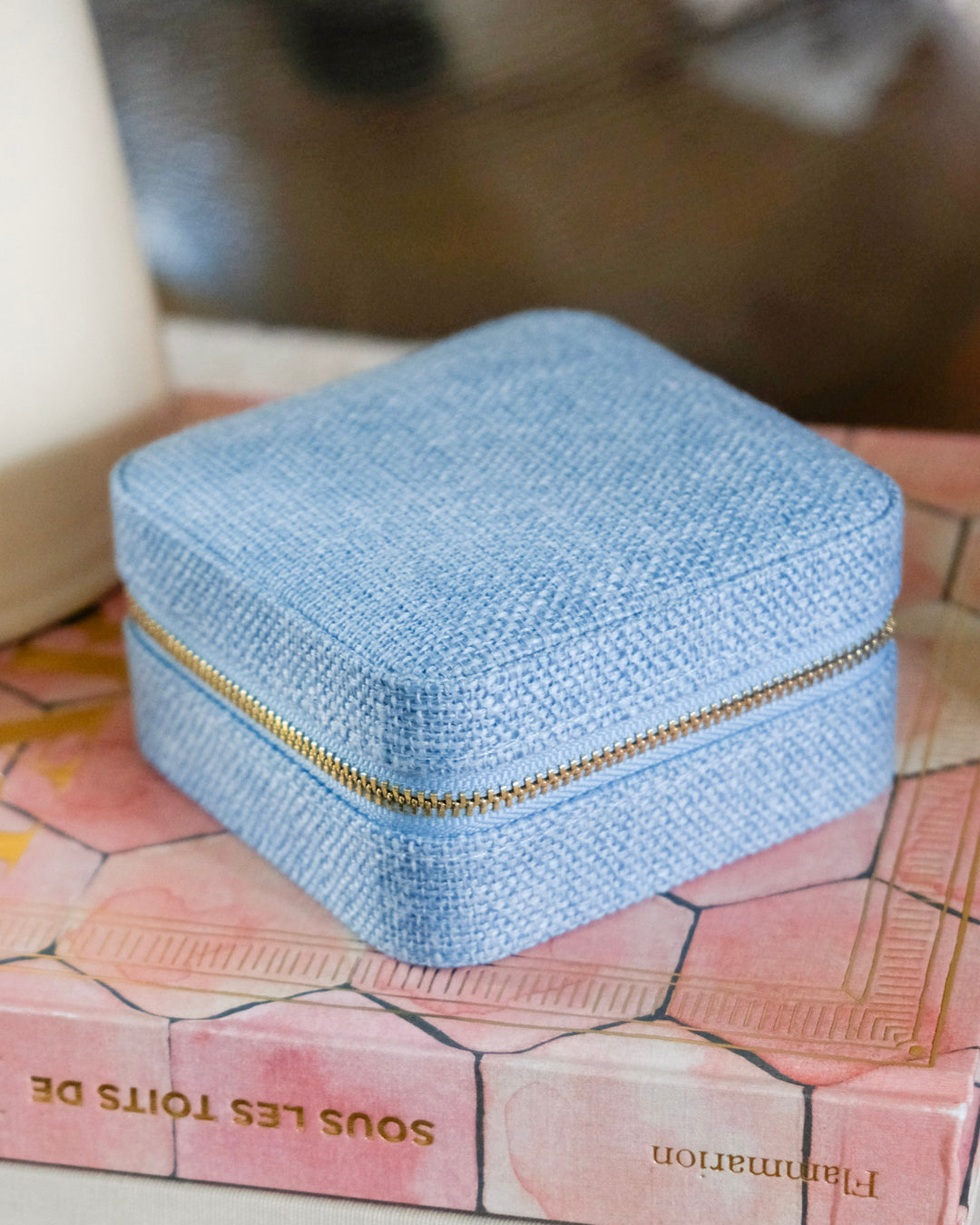 Corinne linen effect travel jewelry box