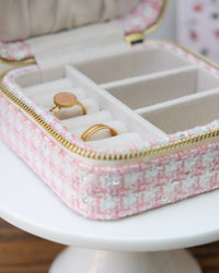 Corinne Houndstooth Travel Jewelry Box - Outlet