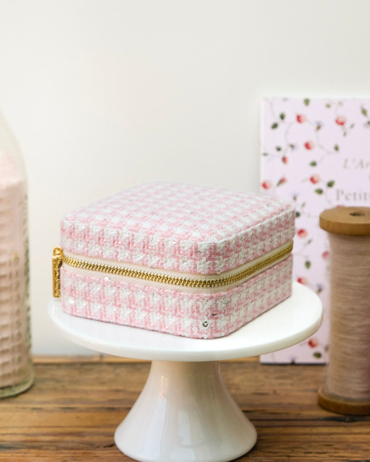 Corinne Houndstooth Travel Jewelry Box - Outlet