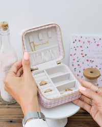 Corinne Houndstooth Travel Jewelry Box - Outlet