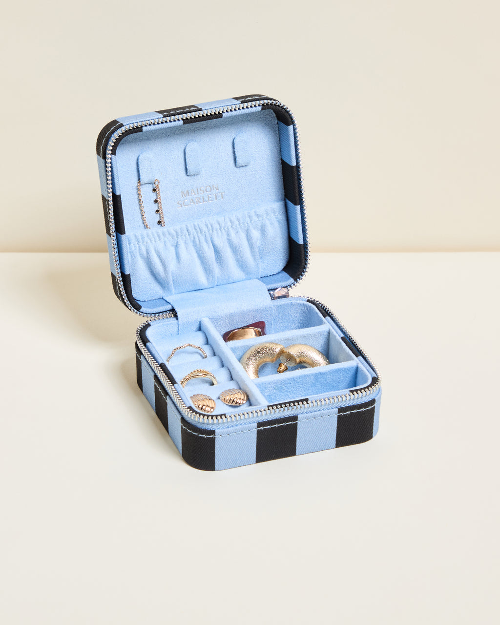 Corinne Stripes Travel Jewelry Box