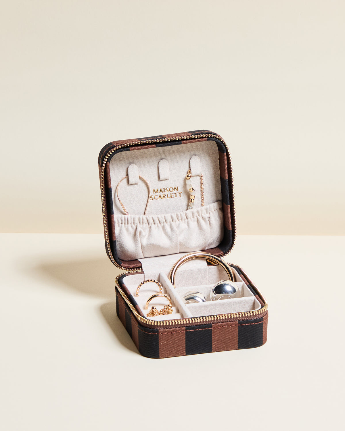 Corinne Stripes Travel Jewelry Box