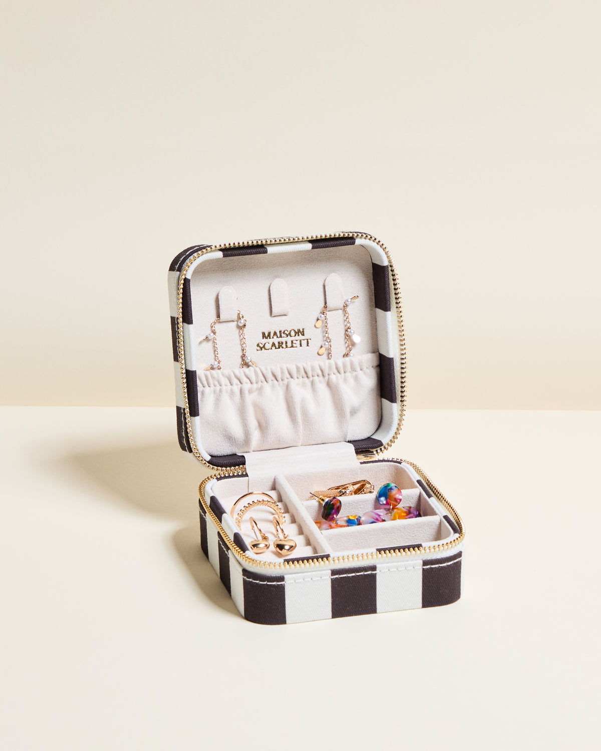 Corinne Stripes Travel Jewelry Box