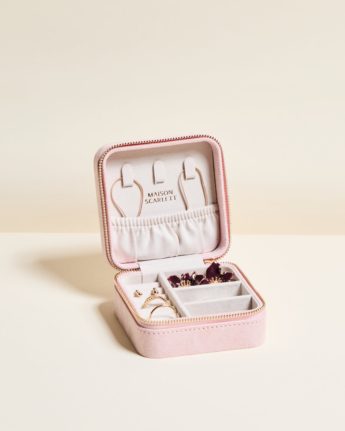 Corinne velvet travel jewelry box