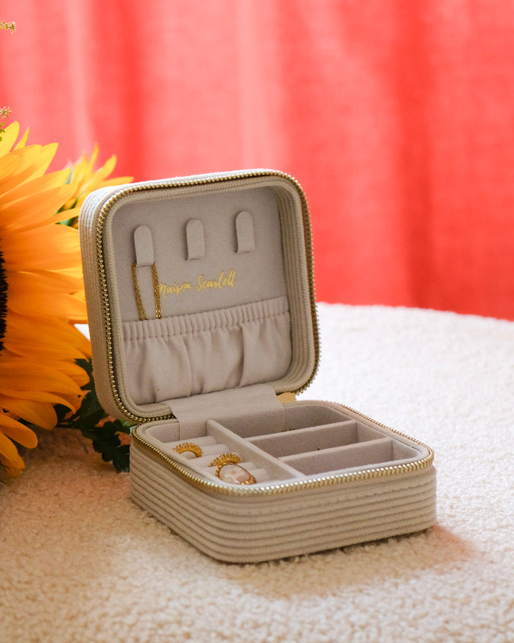 Corinne corduroy travel jewelry box
