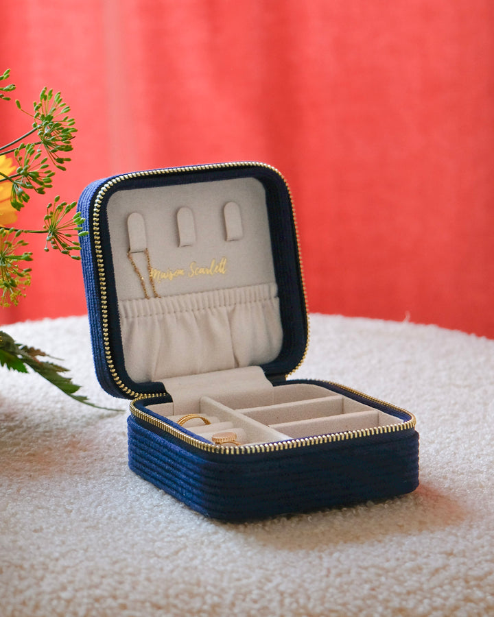 Corinne corduroy travel jewelry box