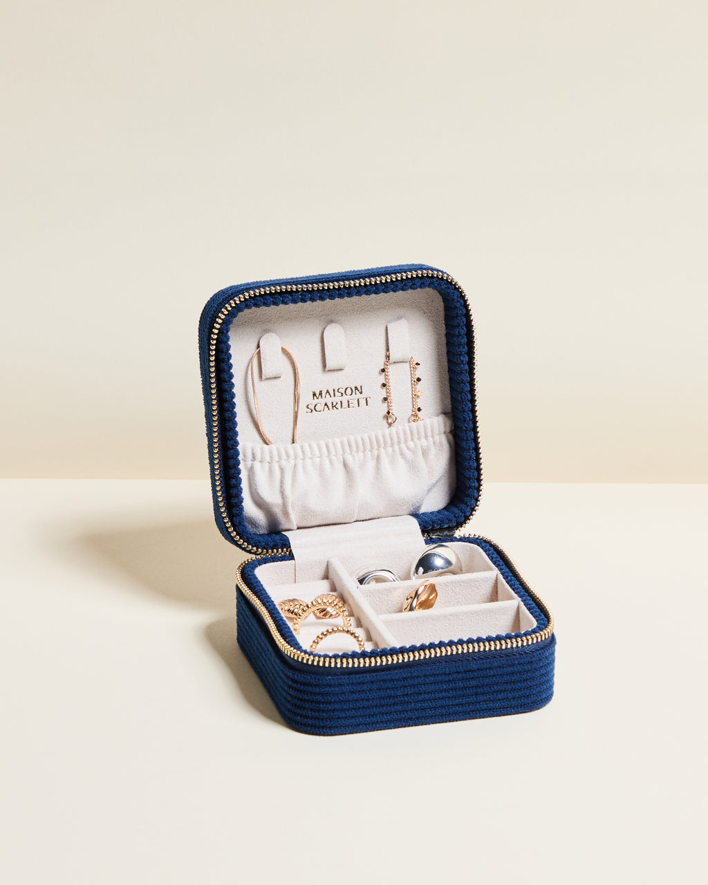 Corinne corduroy velvet travel jewelry box
