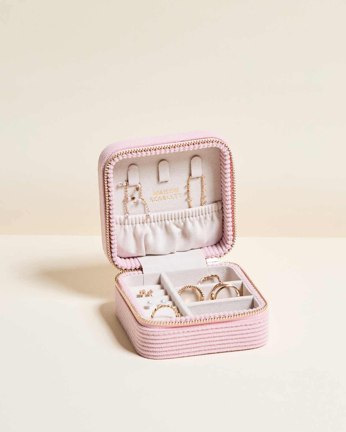 Corinne corduroy travel jewelry box