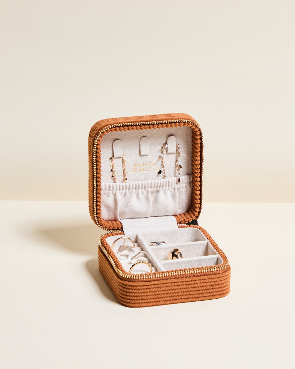 Corinne corduroy travel jewelry box