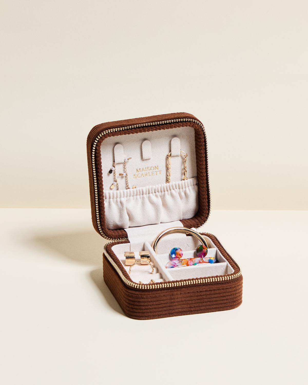 Corinne corduroy travel jewelry box