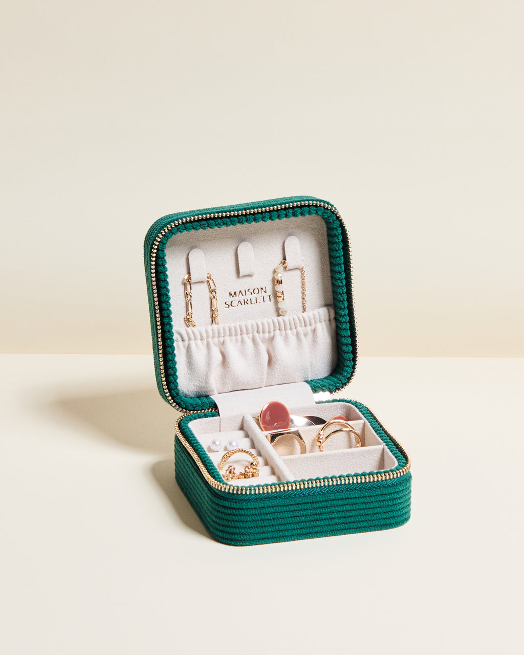 Corinne corduroy velvet travel jewelry box