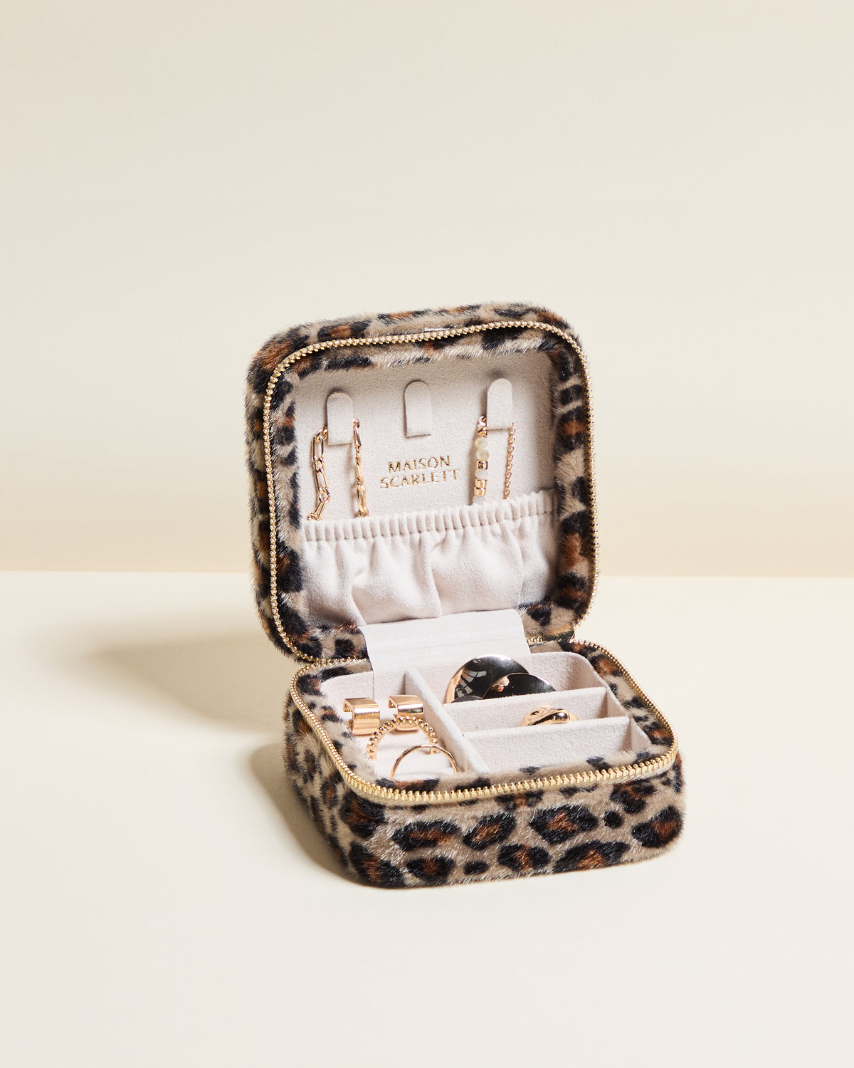 Corinne leopard travel jewelry box