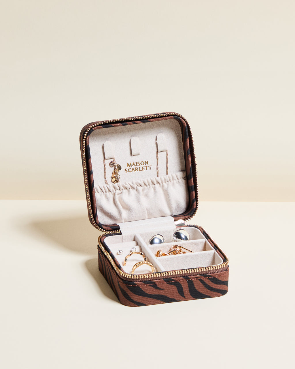 Corinne Zebra Travel Jewelry Box