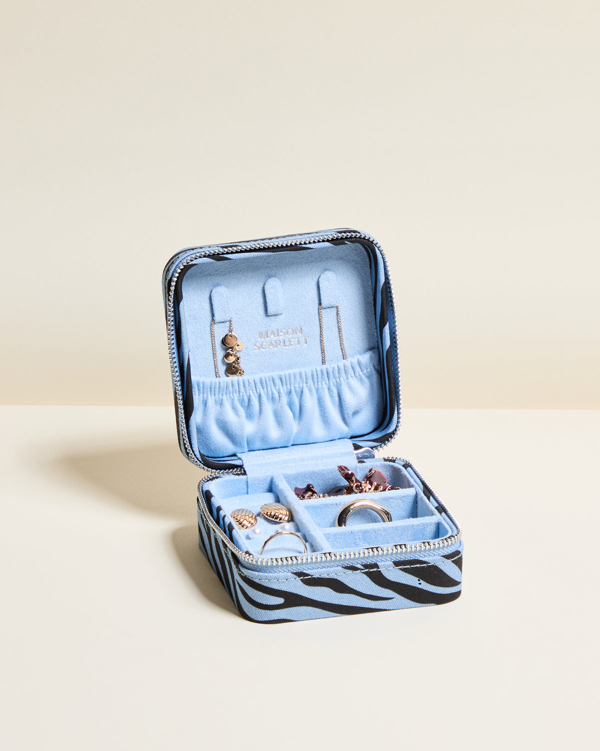Corinne Zebra Travel Jewelry Box