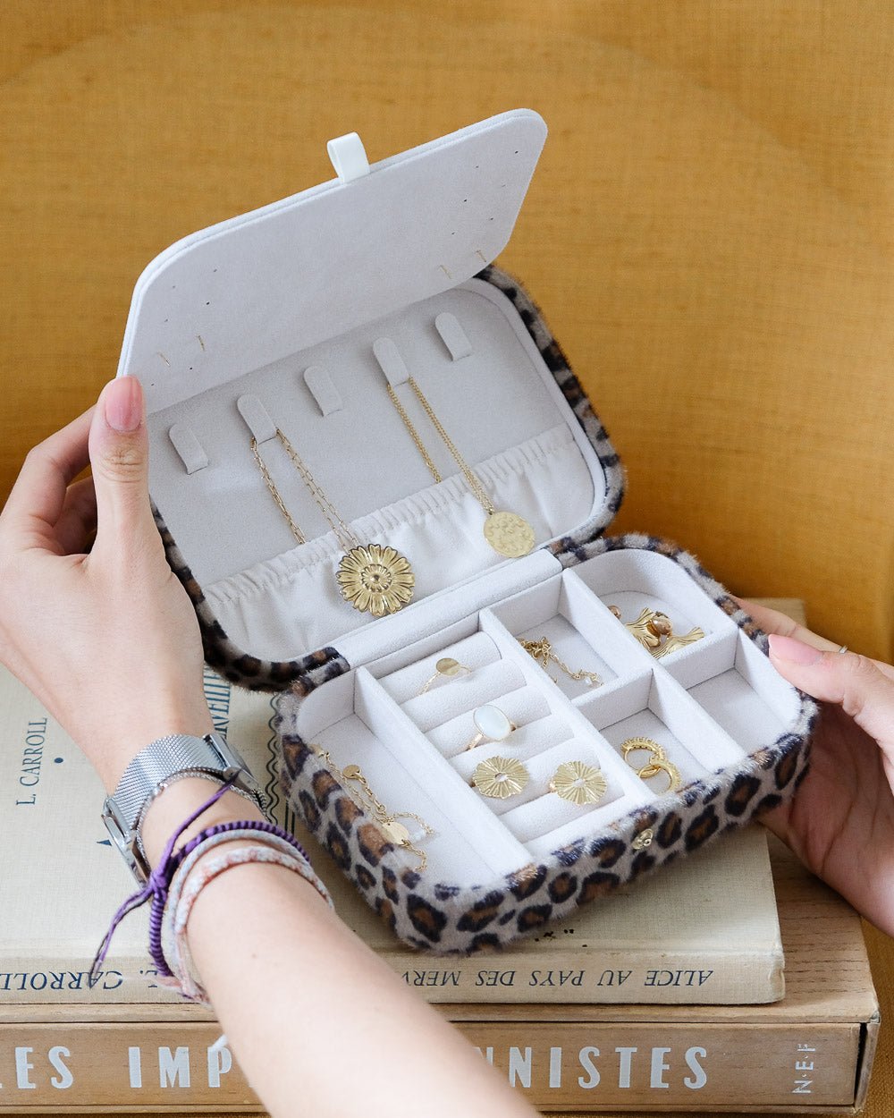 Brigitte leopard travel jewelry box