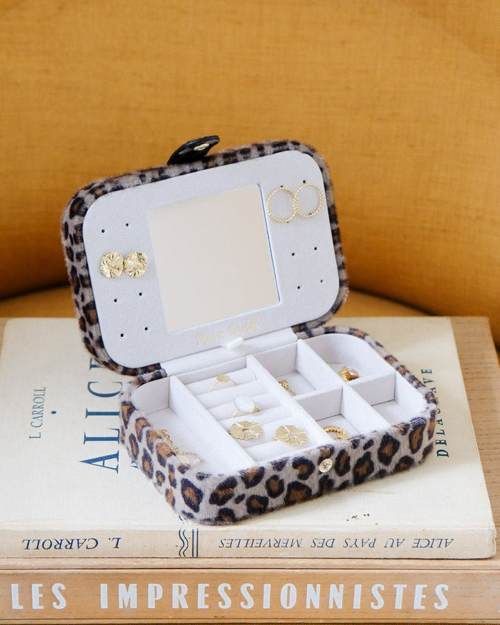 Brigitte leopard travel jewelry box