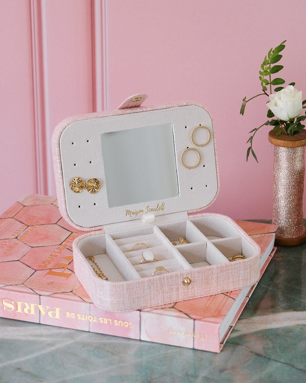 Brigitte linen effect travel jewelry box