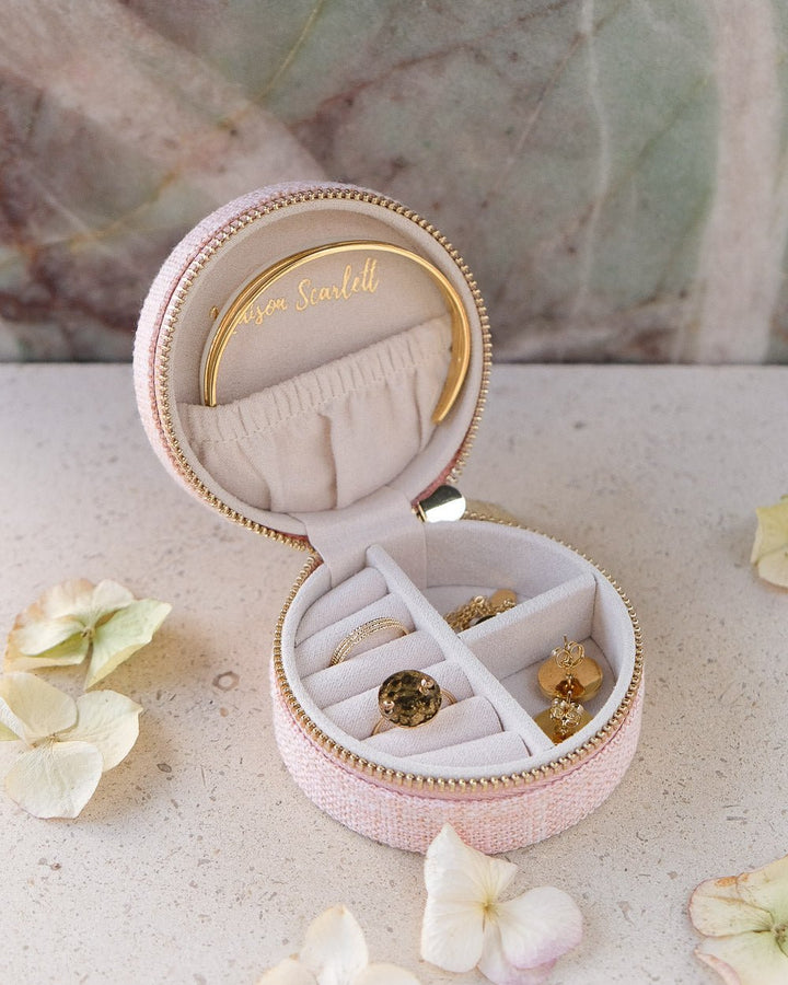 Yvonne linen effect travel jewelry box