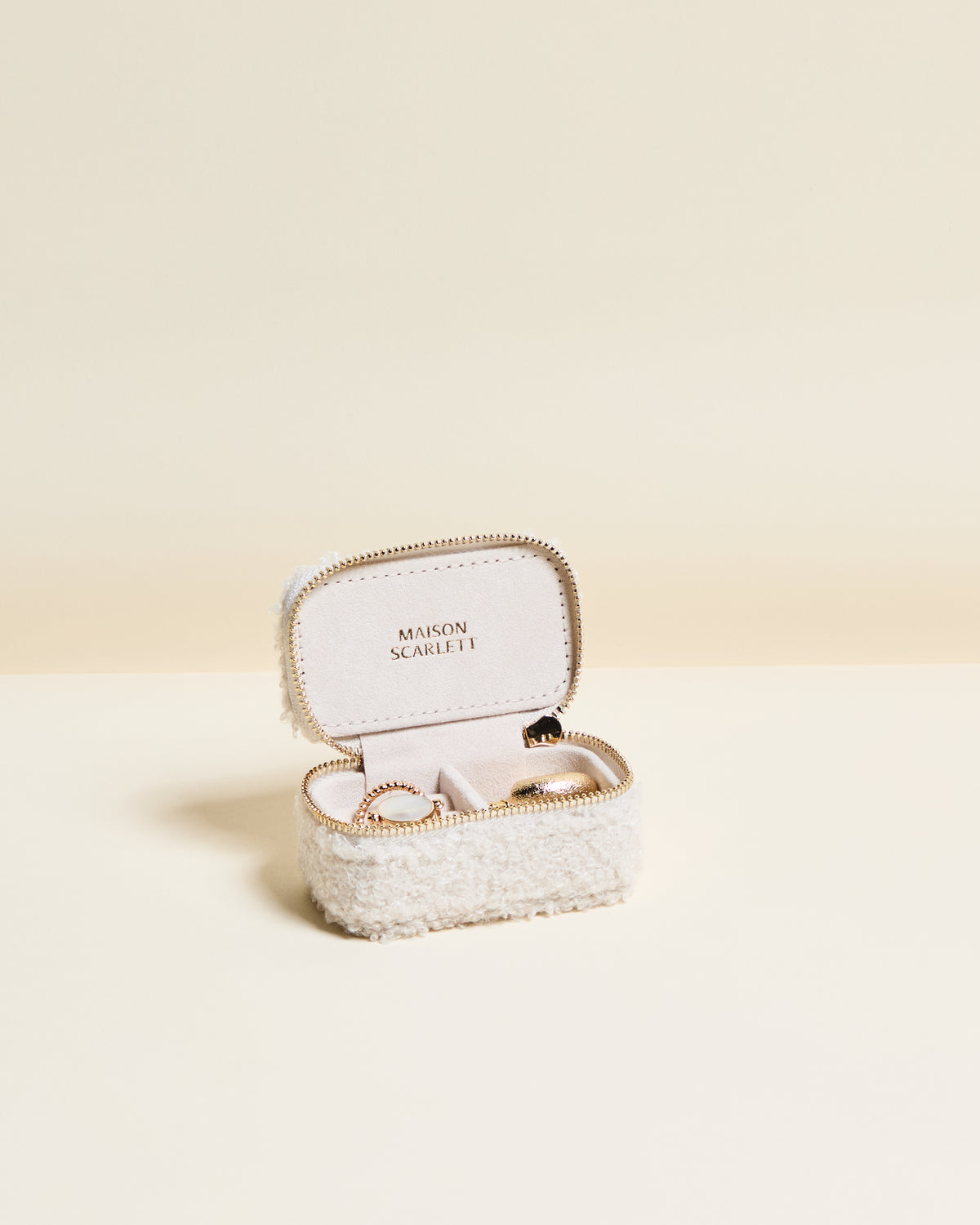 Marie bouclé travel mini jewelry box
