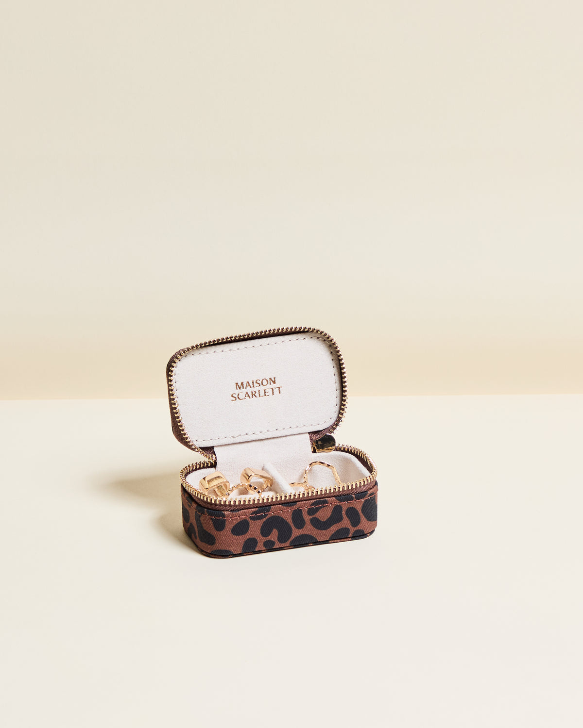 Marie Leopard Mini Travel Jewelry Box