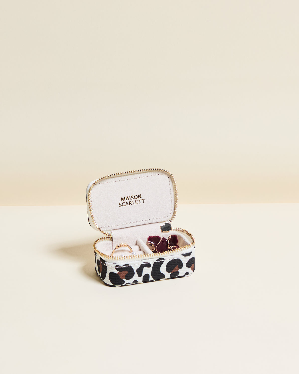 Marie Leopard Mini Travel Jewelry Box