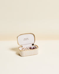 Marie mini linen travel jewelry box