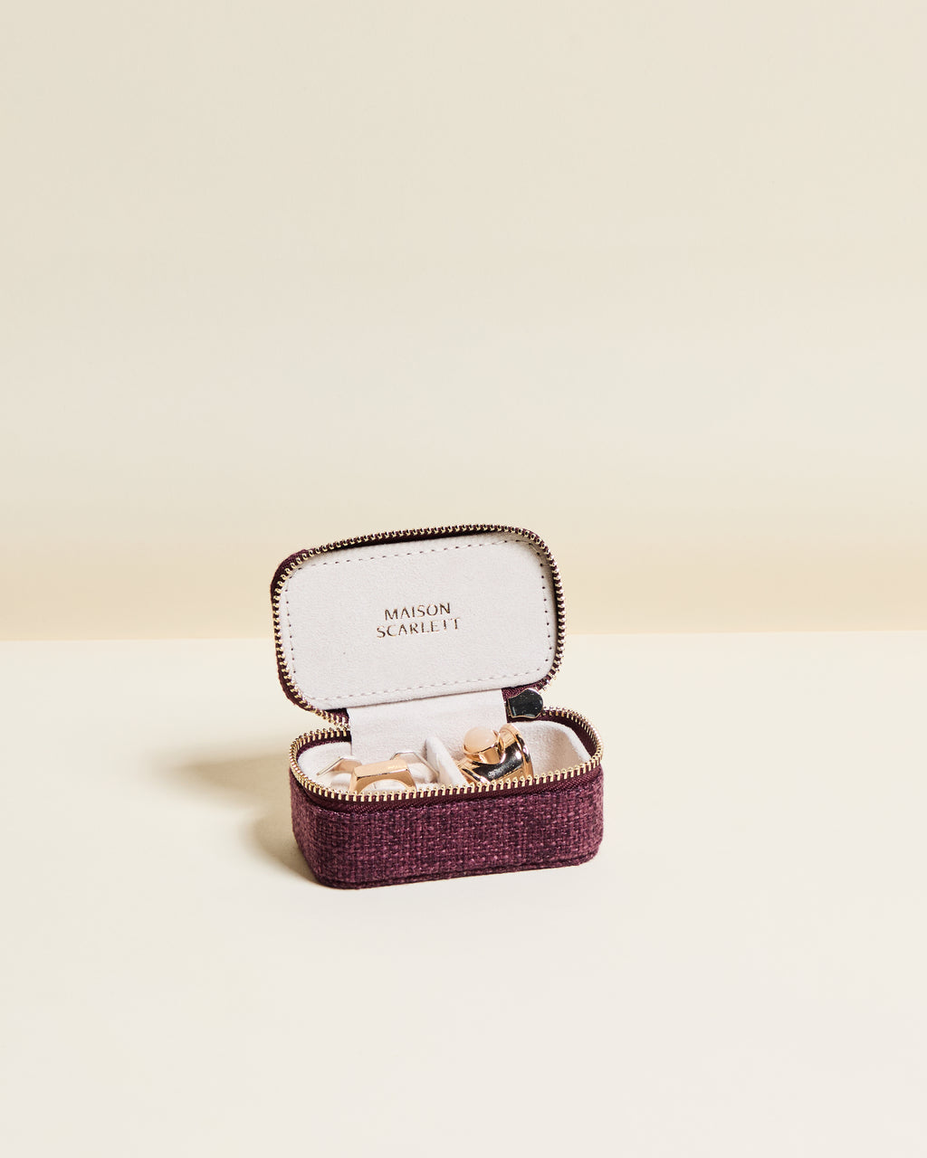 Marie mini linen travel jewelry box