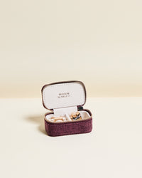 Marie mini linen travel jewelry box