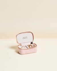 Marie mini linen travel jewelry box