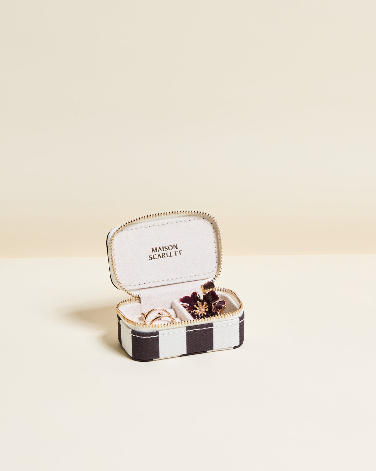 Marie Stripes Mini Travel Jewelry Box