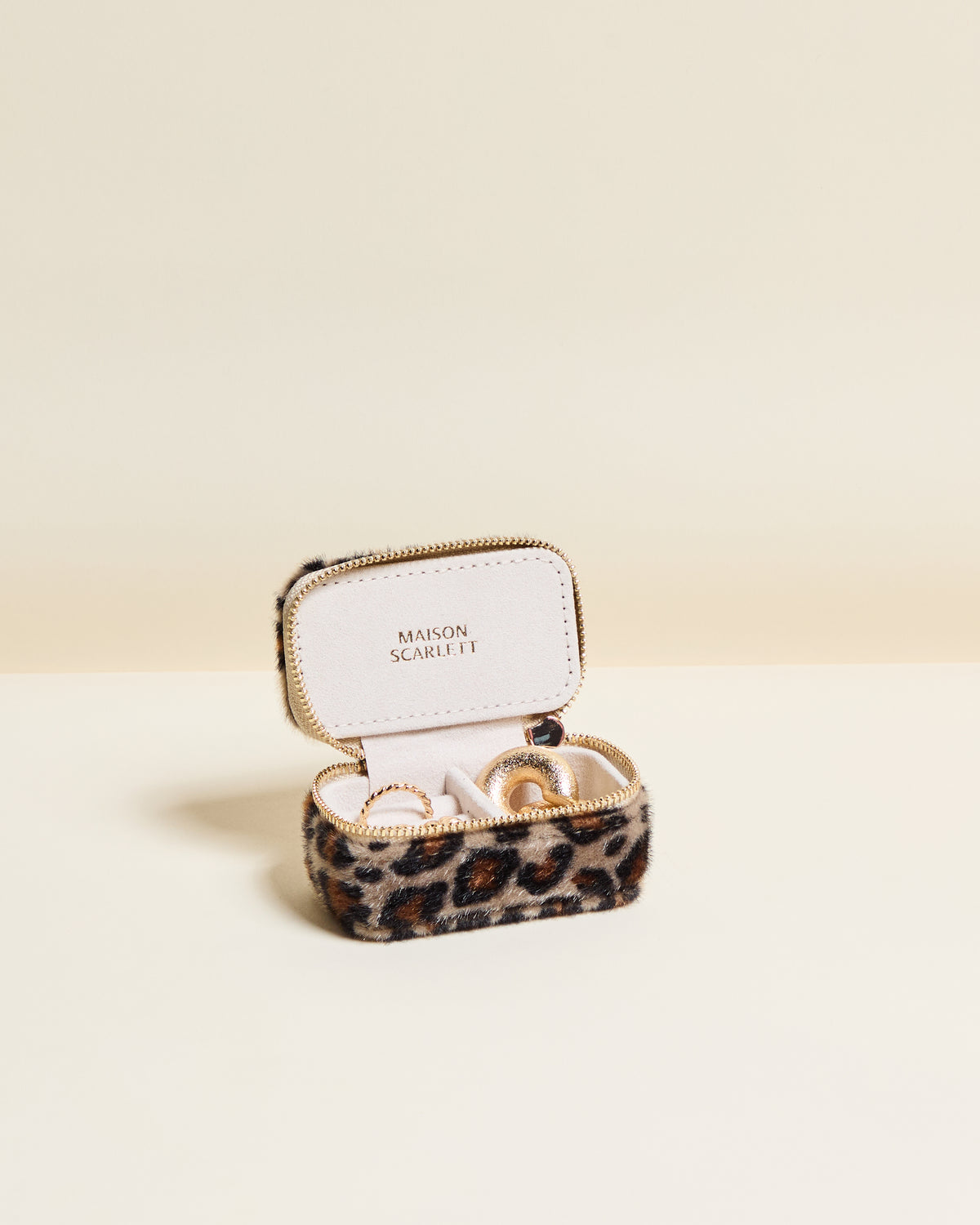 Marie leopard mini travel jewelry box