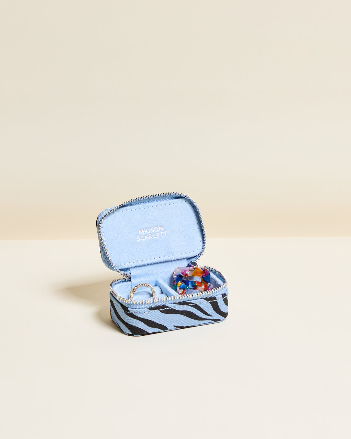 Marie Zebra Mini Travel Jewelry Box