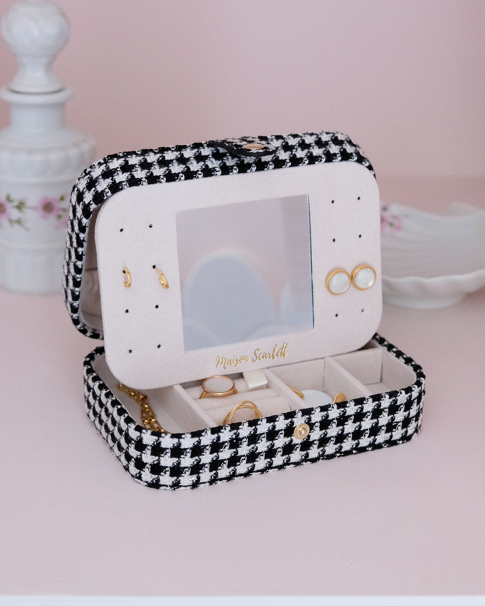 Brigitte houndstooth travel jewelry box - outlet