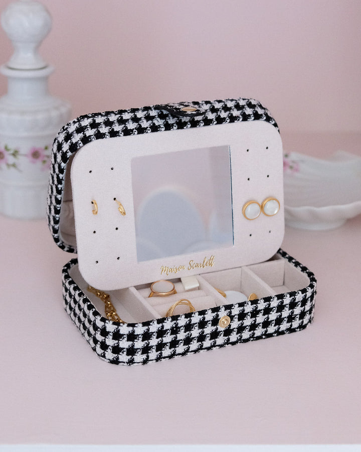 Brigitte houndstooth travel jewelry box