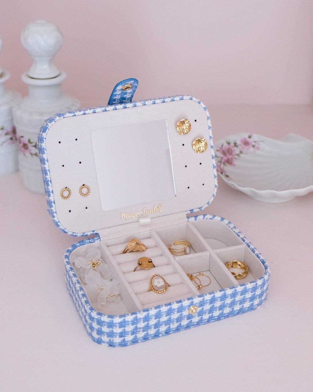 Brigitte houndstooth travel jewelry box - outlet