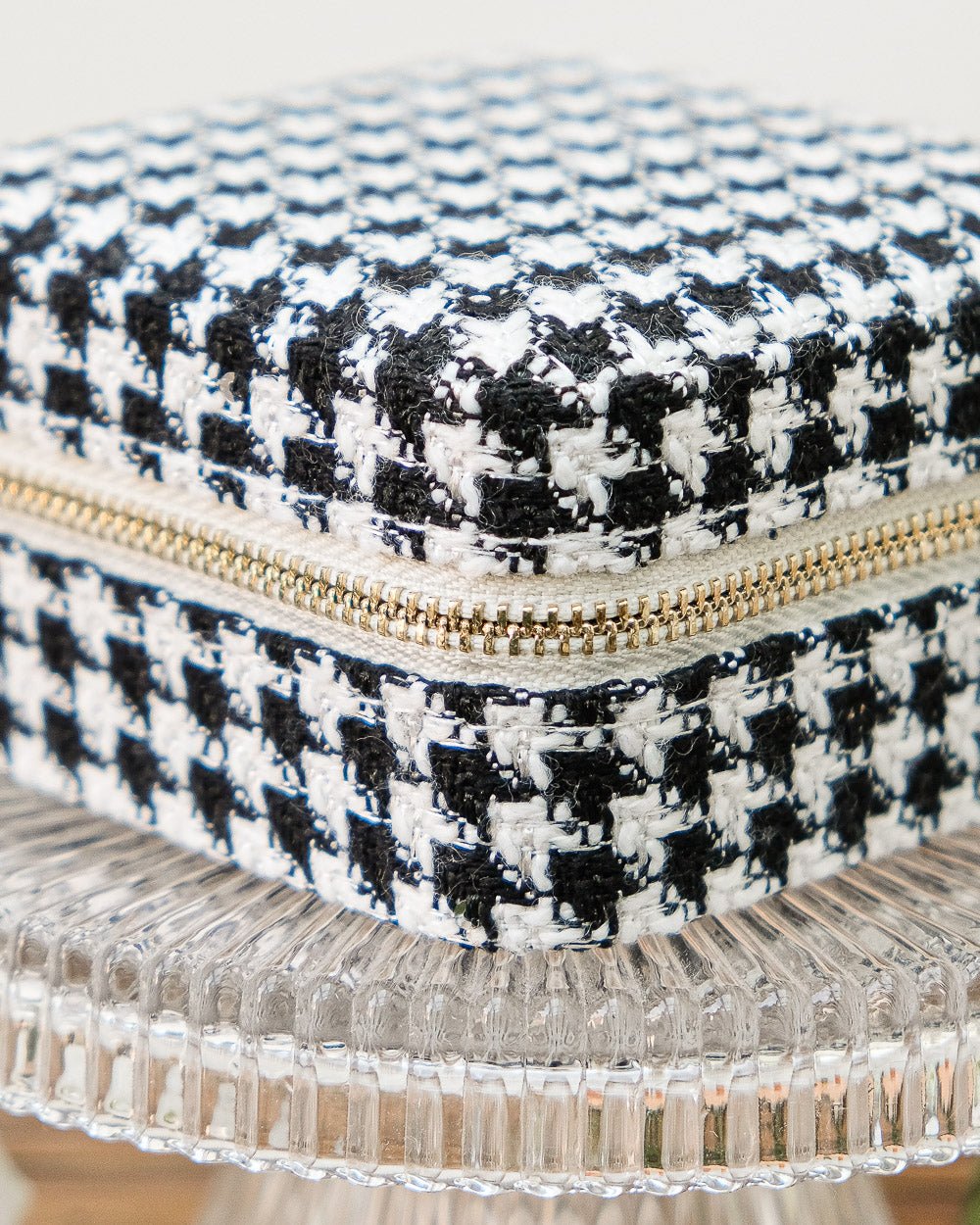 Corinne Houndstooth Travel Jewelry Box - Outlet
