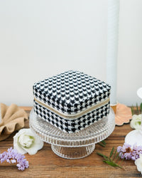 Corinne Houndstooth Travel Jewelry Box - Outlet