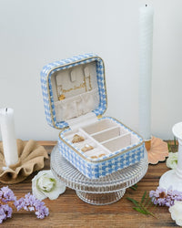 Corinne Houndstooth Travel Jewelry Box - Outlet