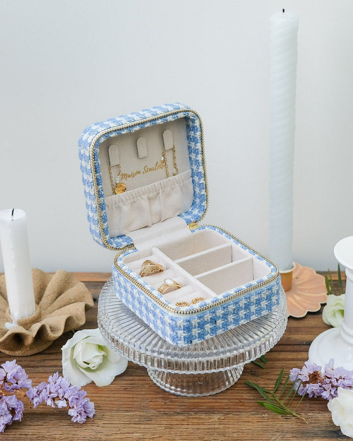 Corinne houndstooth travel jewelry box