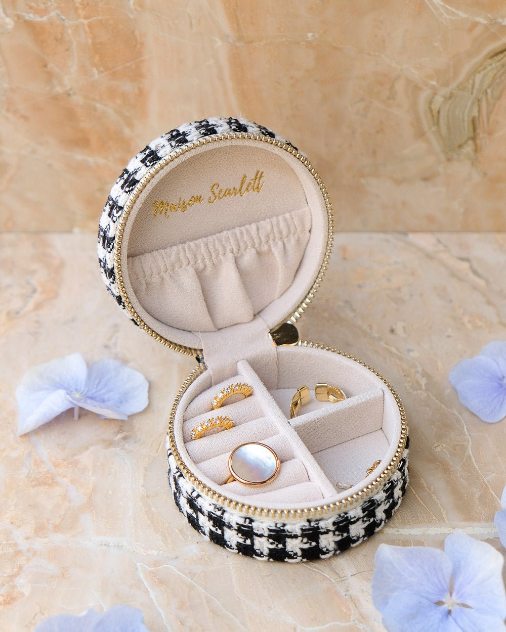 Yvonne houndstooth travel jewelry box - outlet