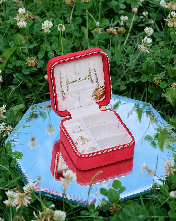 Corinne velvet travel jewelry box