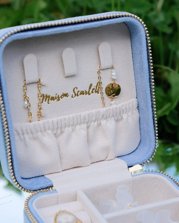 Corinne velvet travel jewelry box