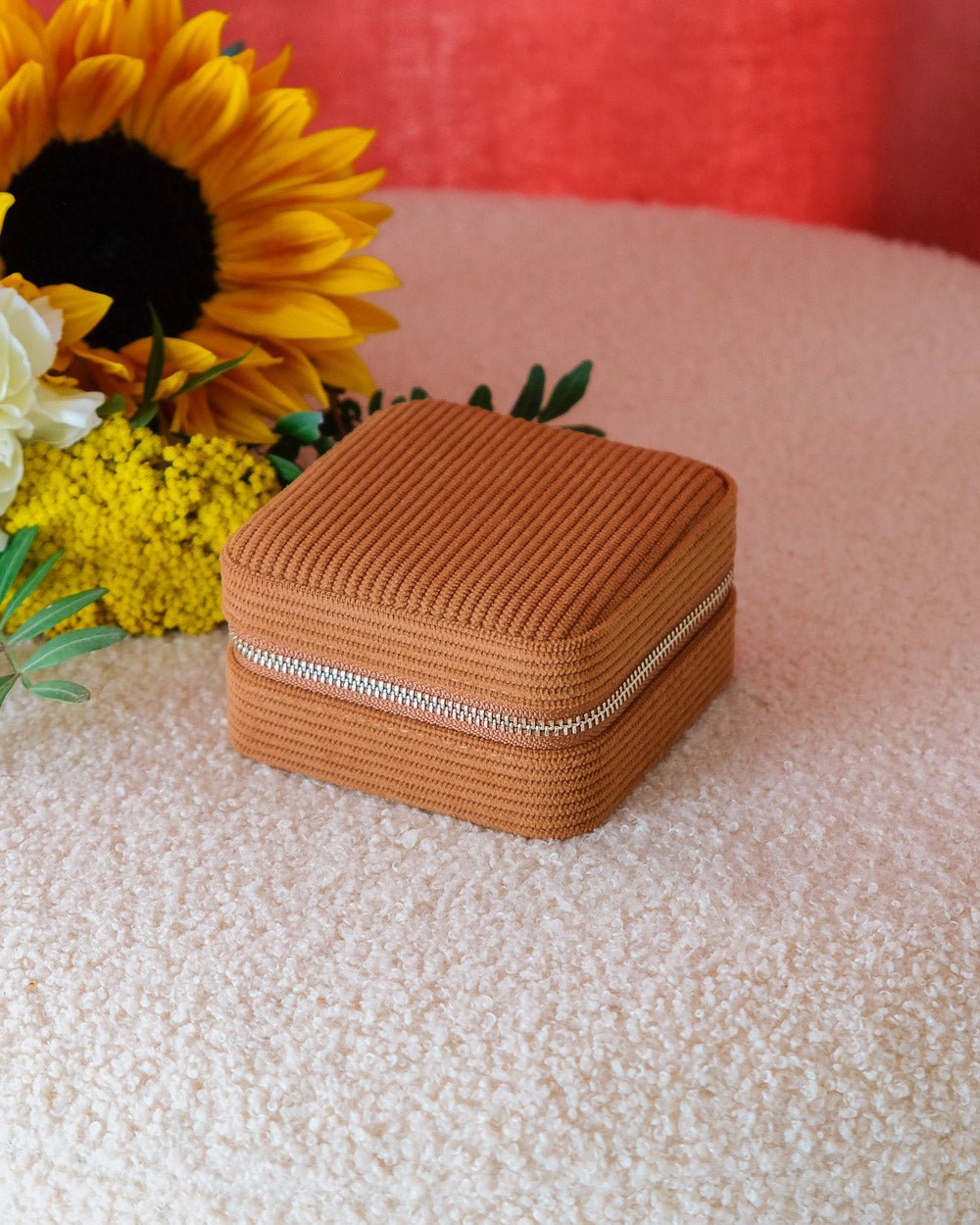 Corinne corduroy travel jewelry box