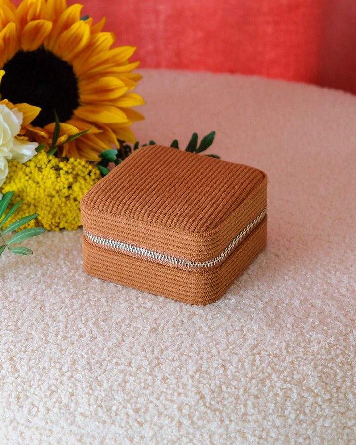 Corinne corduroy travel jewelry box