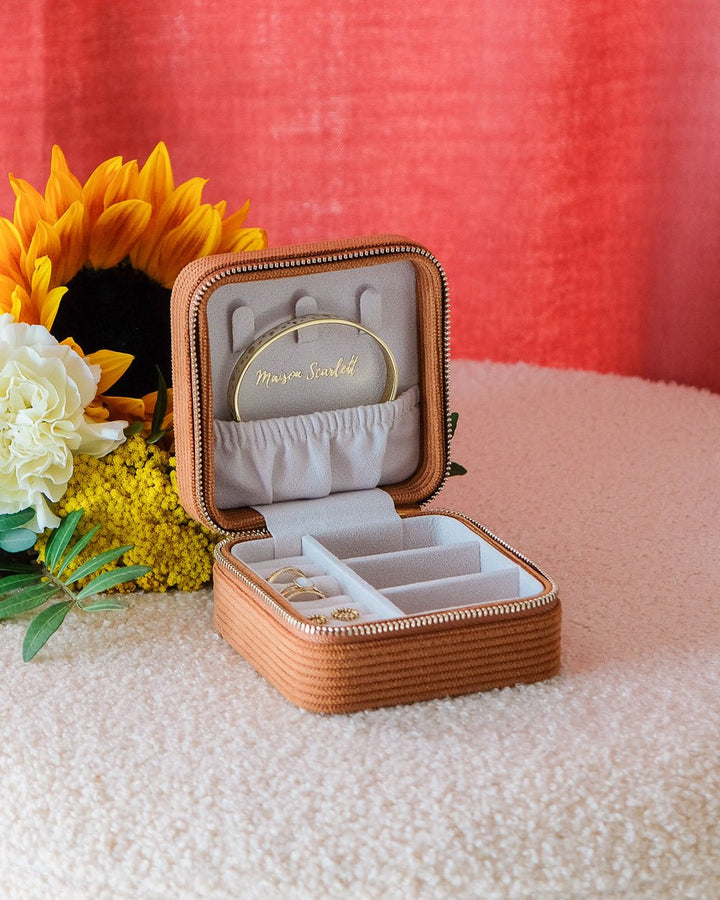 Corinne corduroy travel jewelry box
