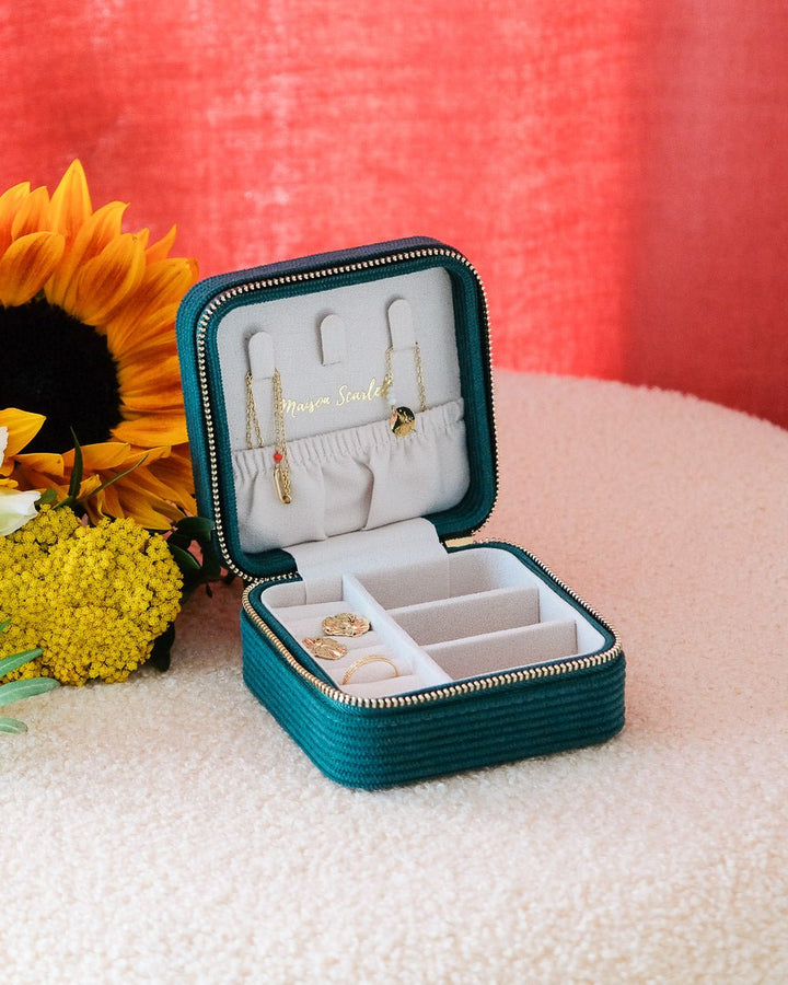 Corinne corduroy travel jewelry box