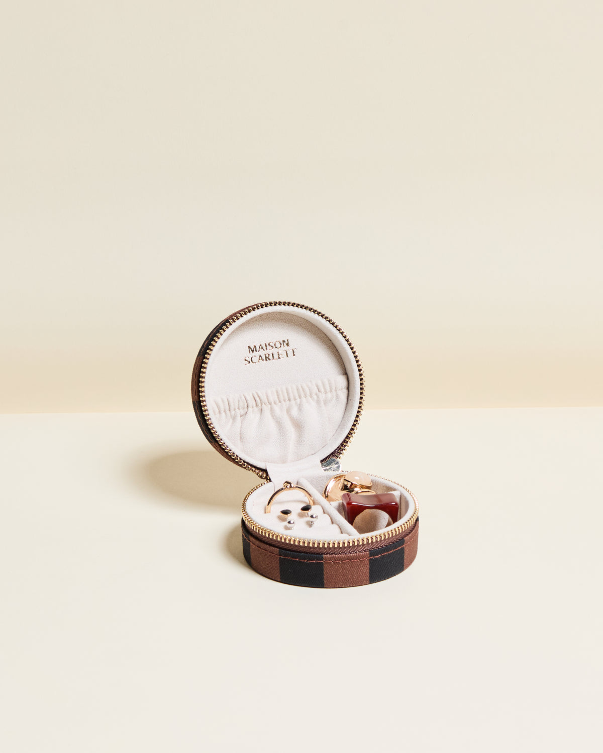 Yvonne Stripes Travel Jewelry Box