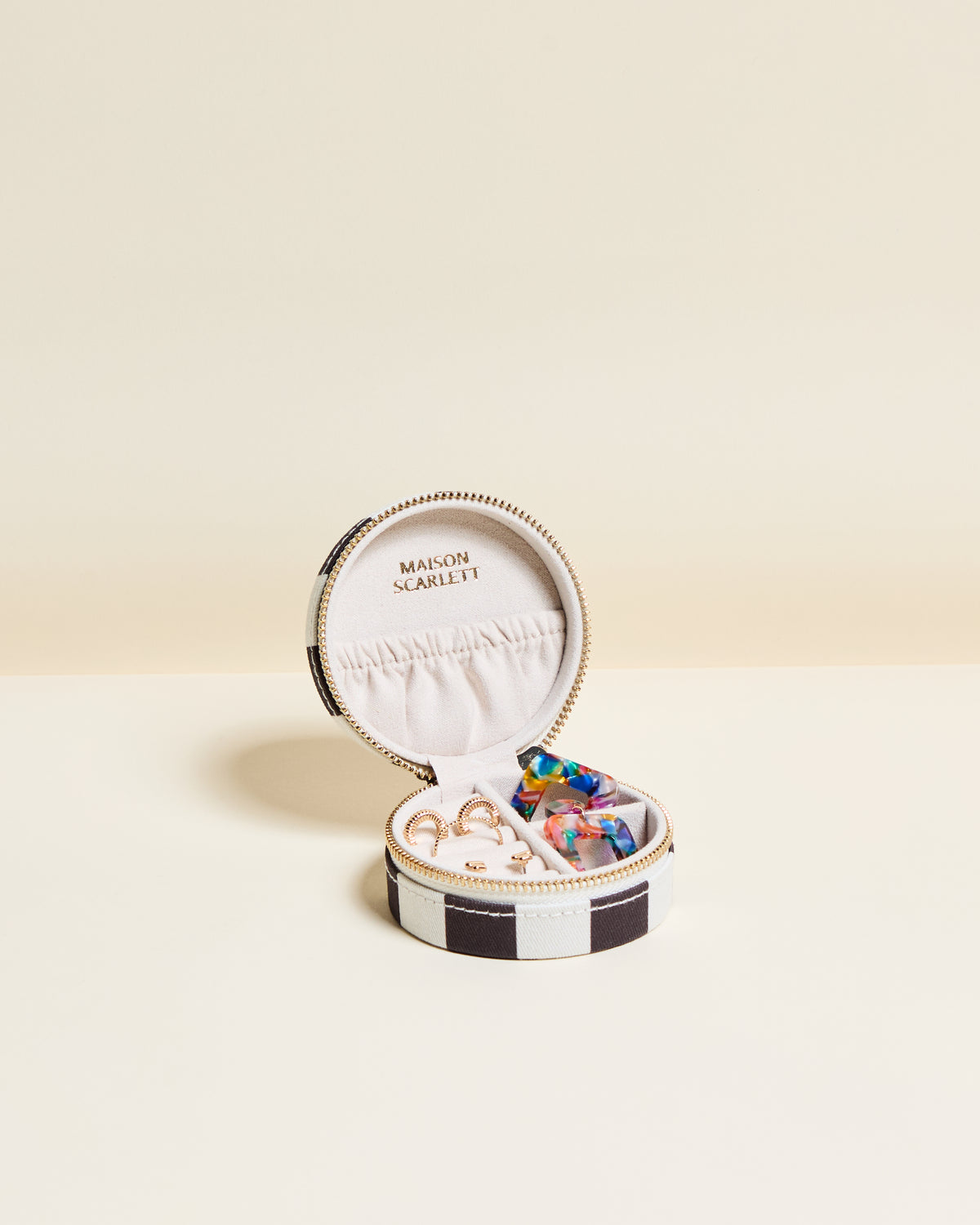 Yvonne Stripes Travel Jewelry Box