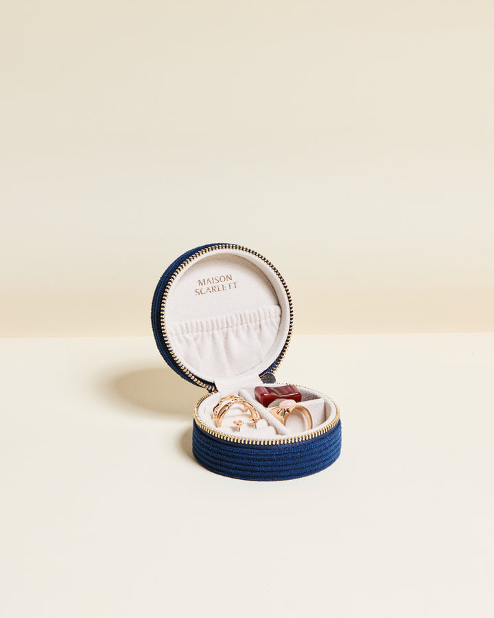 Yvonne corduroy travel jewelry box